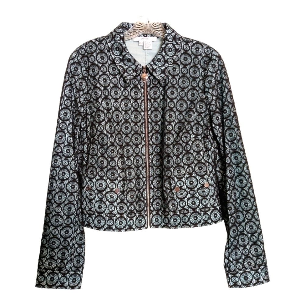 Per Se black lace light blue jacket blazer NEW